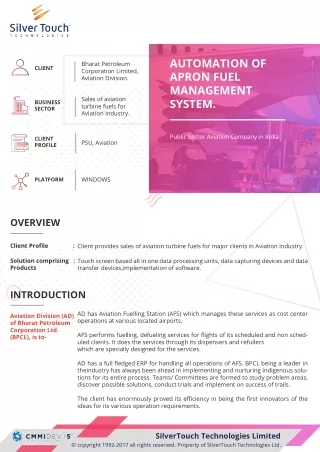 Silver Touch Technologies provide Automation solution for Apron Fuel Management System