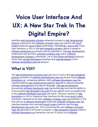 Voice User Interface And UX