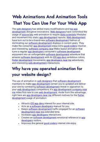 Web Animations And Animation Tools That You Can Use For Your Web App