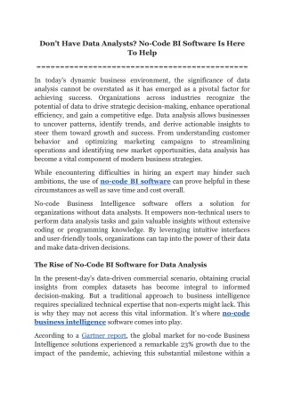 Don't Have Data Analysts_ No-Code BI Software Is Here To Help