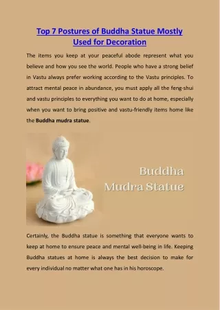 Top 7 Buddha Mudra Statue for Mostly Used for Decoration