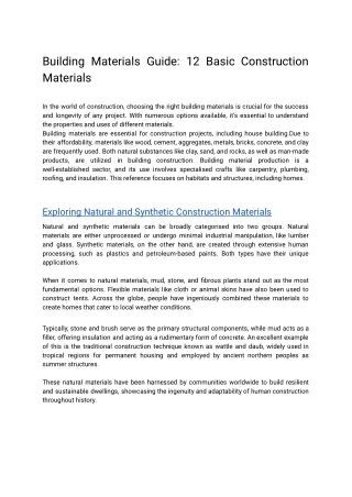 Building Materials Guide_ 12 Basic Construction Materials