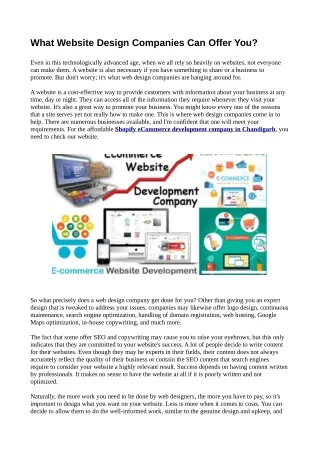 What Website Design Companies Can Offer You?
