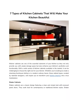 7 Types of Kitchen Cabinets That Will Make Your Kitchen Beautiful