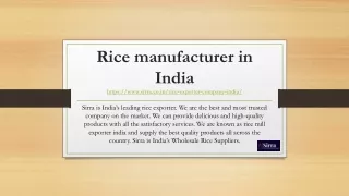 Rice manufacturer in India