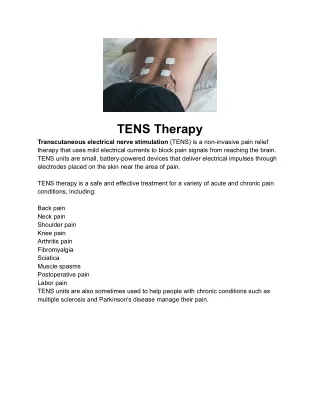 TENS Units for Pain Relief and Treatment