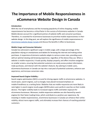 The Importance of Mobile Responsiveness in eCommerce Website Design in Canada