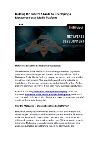 Metaverse Social Media Platform Development