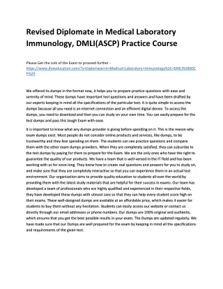 Revised Diplomate in Medical Laboratory Immunology, DMLI(ASCP) Practice Course