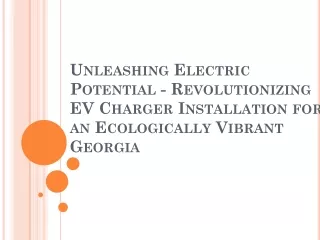 Unleashing Electric Potential - Revolutionizing EV Charger Installation for an Ecologically Vibrant Georgia