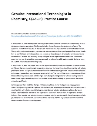 Genuine International Technologist in Chemistry, C(ASCPi) Practice Course