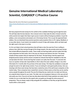 Genuine International Medical Laboratory Scientist, CLM(ASCP i ) Practice Course