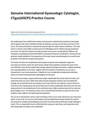 Genuine International Gynecologic Cytologist, CTgyn(ASCPi) Practice Course