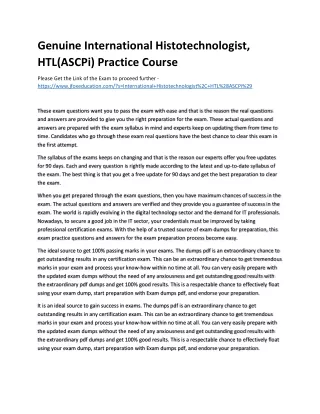 Genuine International Histotechnologist, HTL(ASCPi) Practice Course