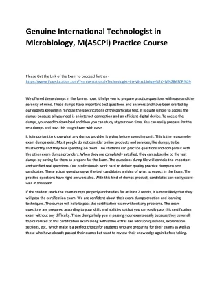 Genuine International Technologist in Microbiology, M(ASCPi) Practice Course