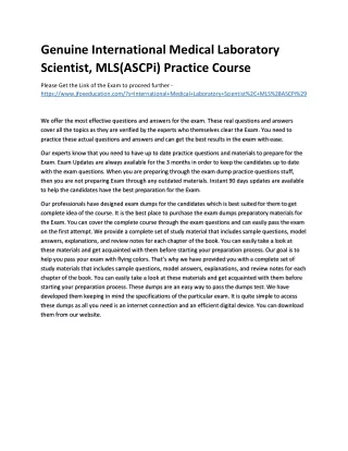 Genuine International Medical Laboratory Scientist, MLS(ASCPi) Practice Course