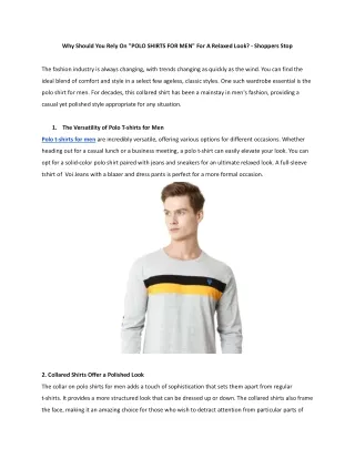 Why Should You Rely On _POLO SHIRTS FOR MEN_ For A Relaxed Look_ - Shoppers Stop  (1)