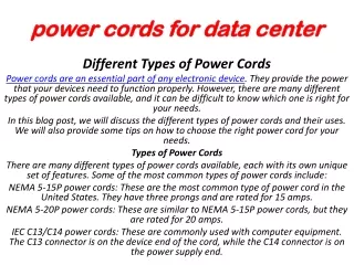 power cords for data center