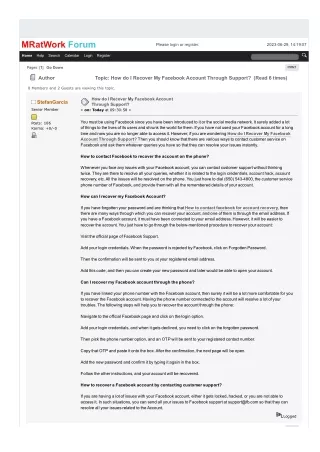 How do I Recover My Facebook Account Through Support?