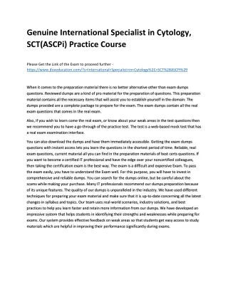 Genuine International Specialist in Cytology, SCT(ASCPi) Practice Course