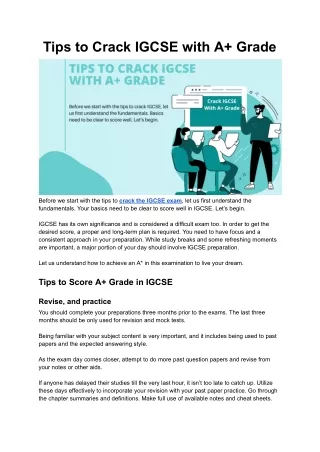 Tips to Crack IGCSE with A  Grade