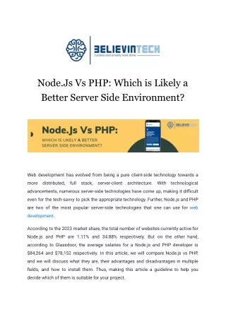 Node.Js Vs PHP_ Which is Likely a Better Server Side Environment