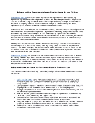 Enhance Incident Response with ServiceNow SecOps on the Now Platform