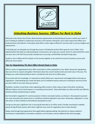 Unlocking Business Success Offices For Rent In Doha