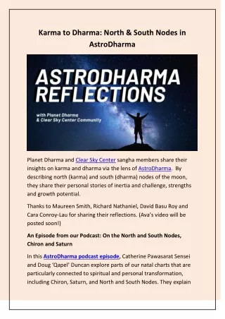 Karma to Dharma: North & South Nodes in AstroDharma