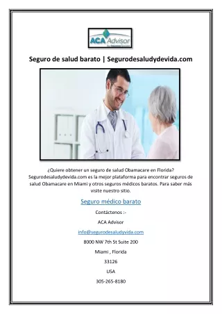 Seguro de salud barato | Segurodesaludydevida.com