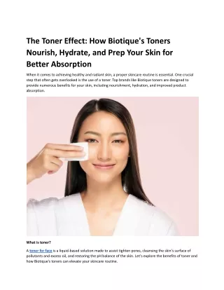 How Biotique's Toners Nourish, Hydrate.docx