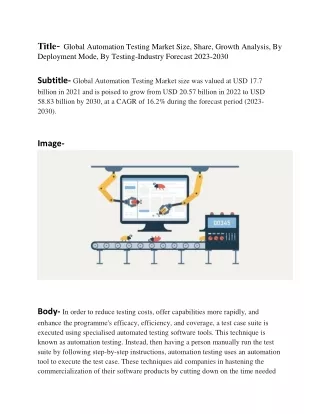 Automation Testing Market