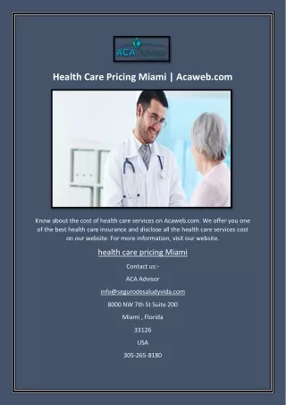 Health Care Pricing Miami | Acaweb.com