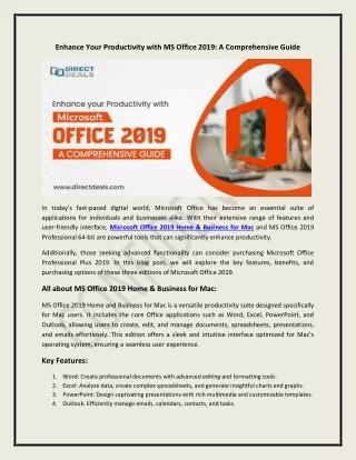 Enhance Your Productivity with MS Office 2019: A Comprehensive Guide