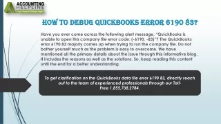 Simple methods to instantly fix QuickBooks Error 6190 83