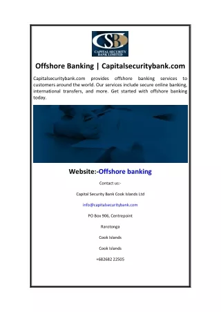 Offshore Banking Capitalsecuritybank.com