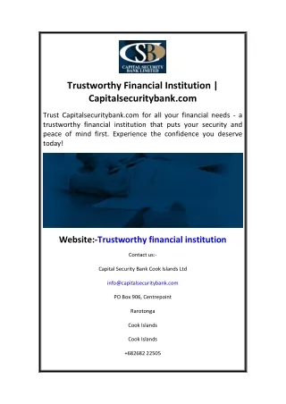 Trustworthy Financial Institution  Capitalsecuritybank.com