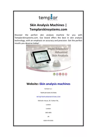 Skin Analysis Machines Templarskinsystems.com