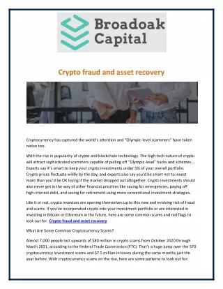 Crypto fraud and asset recovery