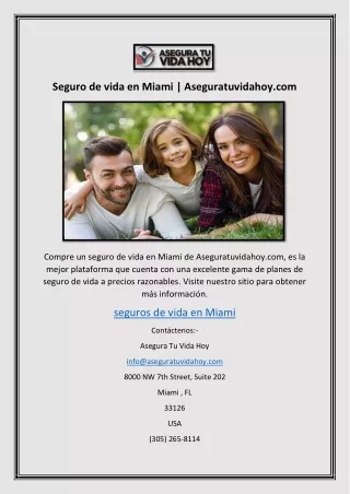 Seguro de vida en Miami | Aseguratuvidahoy.com