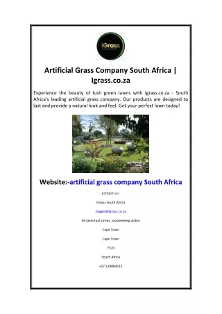 Artificial Grass Company South Africa  Igrass.co.za