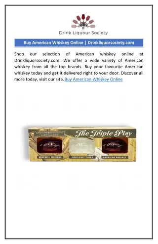 Buy American Whiskey Online