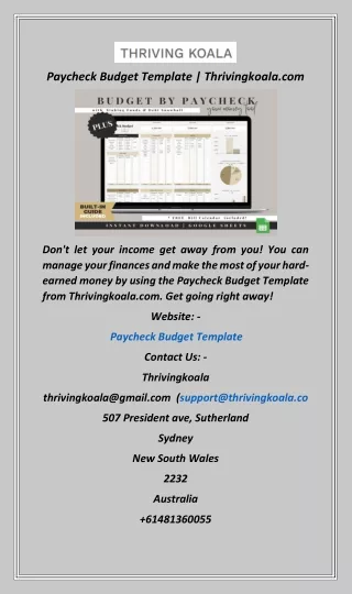 Paycheck Budget Template  Thrivingkoala