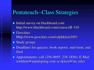 Pentateuch--Class Strategies