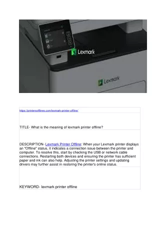 What is the meaning of lexmark printer offline?