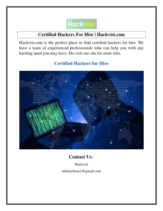 Certified Hackers For Hire  Hackvist.com