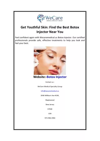 Get Youthful Skin Find the Best Botox Injector Near You