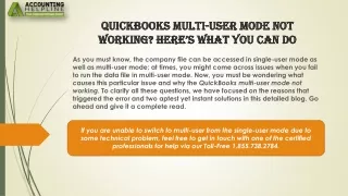 A must follow guide to fix QuickBooks Multi-User Mode Not Working easily