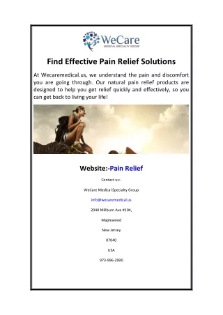 Find Effective Pain Relief Solutions