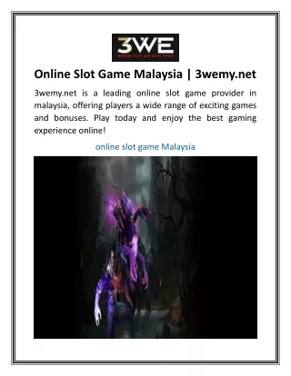 Online Slot Game Malaysia  3wemy.net (1)